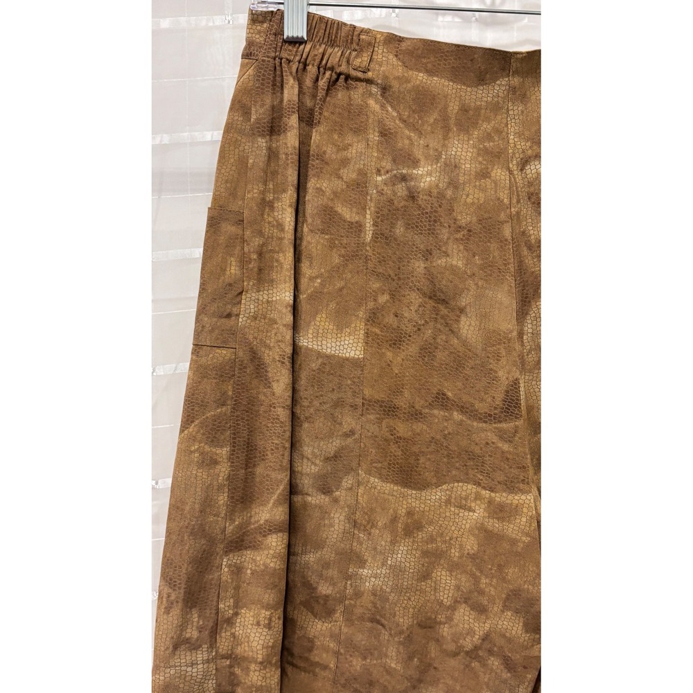 Vera Cruna Brown Snakeskin Print 100% Silk High Waisted Utility Shorts Size 12